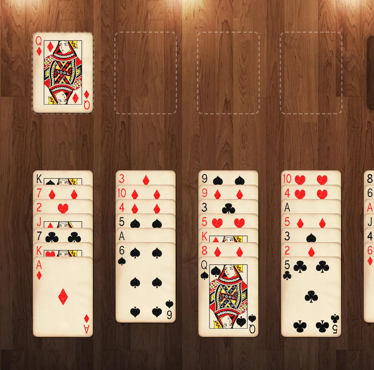 FreeCell, trin 3: Læg et kort til side i en fri celle