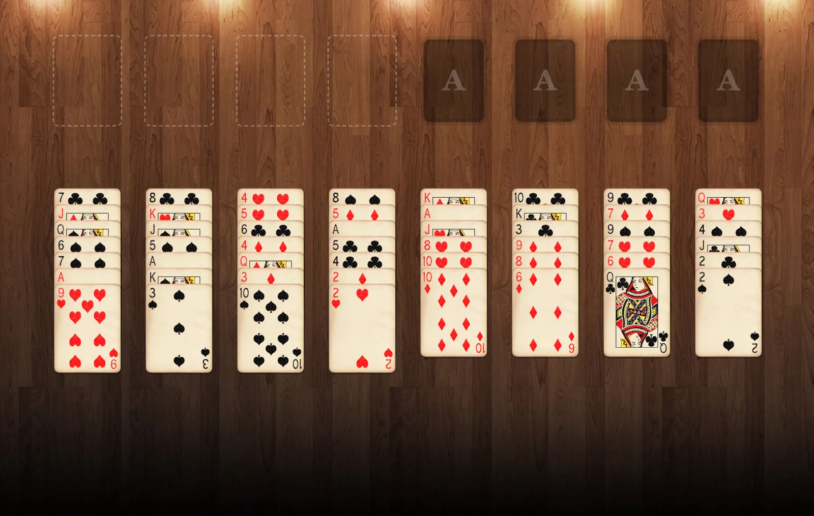 FreeCell, trin 1: Kortene på bordet