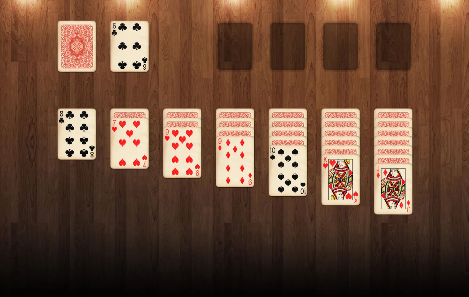 Klondike, pas 1: Les cartes a la taula